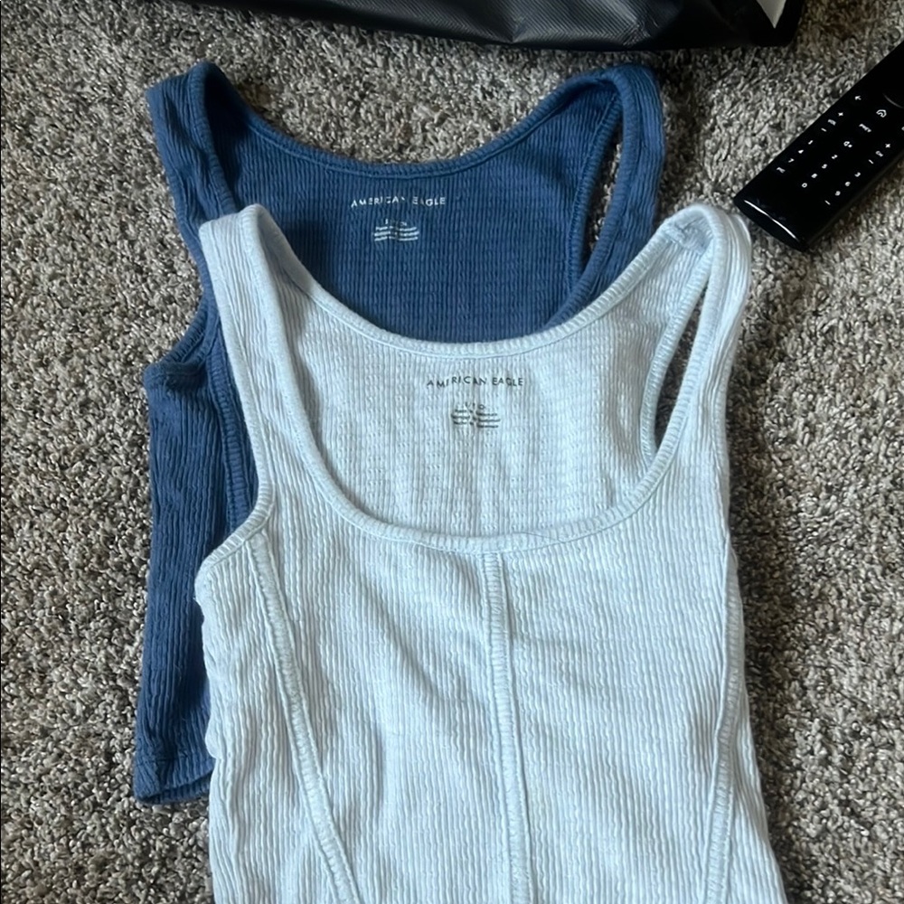 American Eagle Outfitters Blue Ribbed Sleeveless Tank Top
